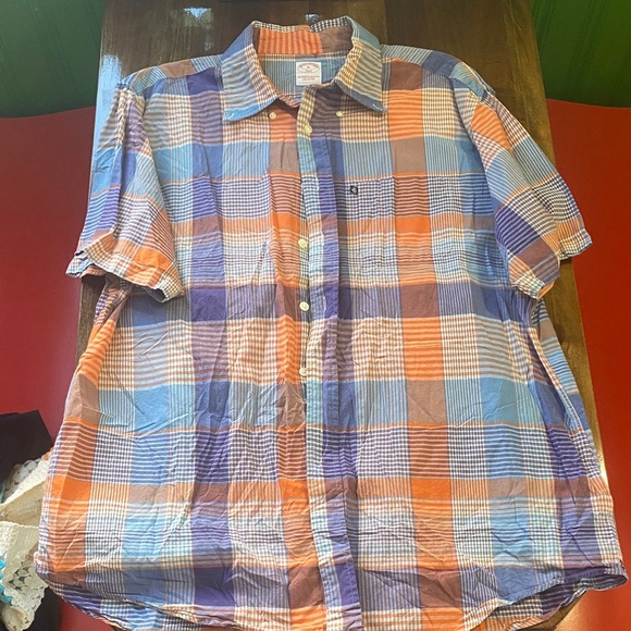 Brooks Brothers Other - Brooks Brothers Orange and Blue Plaid Shirt